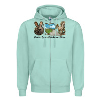Seafoam Peace Love Percheron Horse Zipper Hoodie - LillyAllenDesigns