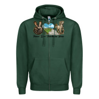 Sports Green Peace Love Percheron Horse Zipper Hoodie - LillyAllenDesigns