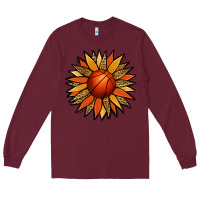 Burgundy Basketball Sunflower Long Sleeve Tee - Jasminsmagicworld