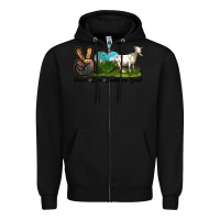 Black Peace Love Cashmere Goat Zipper Hoodie - LillyAllenDesigns