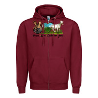 Burgundy Peace Love Cashmere Goat Zipper Hoodie - LillyAllenDesigns