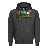 Charcoal Heather Peace Love Cashmere Goat Zipper Hoodie - LillyAllenDesigns