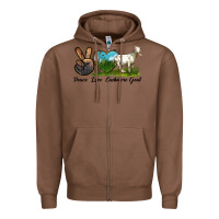 Chestnut Peace Love Cashmere Goat Zipper Hoodie - LillyAllenDesigns