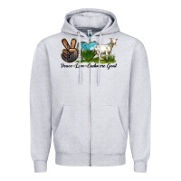 Heather Grey Peace Love Cashmere Goat Zipper Hoodie - LillyAllenDesigns