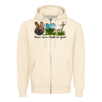 Sandshell Peace Love Cashmere Goat Zipper Hoodie - LillyAllenDesigns
