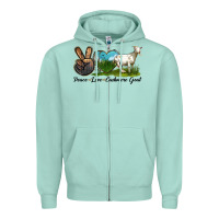 Seafoam Peace Love Cashmere Goat Zipper Hoodie - LillyAllenDesigns