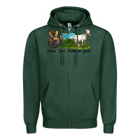 Sports Green Peace Love Cashmere Goat Zipper Hoodie - LillyAllenDesigns