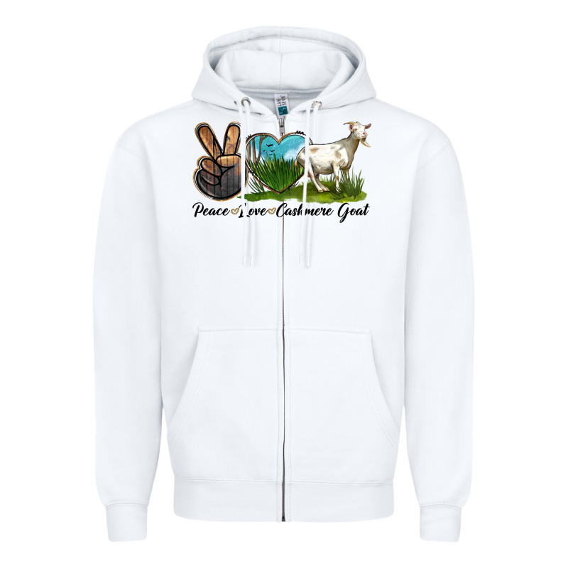 Peace Love Cashmere Goat Zipper Hoodie by LillyAllenDesigns | Teevron