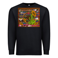 Black cactus and sunflowers with old wheel serape leopard cowhide background Premium Sweatshirt - Artiststas