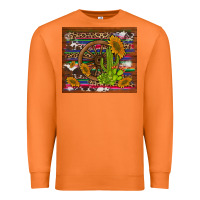 Carrot cactus and sunflowers with old wheel serape leopard cowhide background Premium Sweatshirt - Artiststas