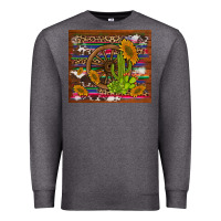 Charcoal Heather cactus and sunflowers with old wheel serape leopard cowhide background Premium Sweatshirt - Artiststas