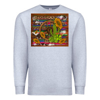 Heather Grey cactus and sunflowers with old wheel serape leopard cowhide background Premium Sweatshirt - Artiststas