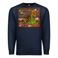 Navy cactus and sunflowers with old wheel serape leopard cowhide background Premium Sweatshirt - Artiststas