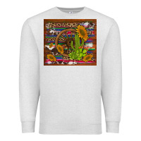 Oatmeal Heather cactus and sunflowers with old wheel serape leopard cowhide background Premium Sweatshirt - Artiststas