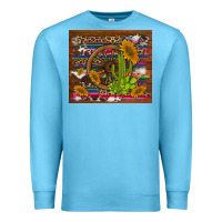 Ocean Blue cactus and sunflowers with old wheel serape leopard cowhide background Premium Sweatshirt - Artiststas