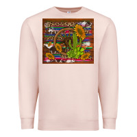 Pale Pink cactus and sunflowers with old wheel serape leopard cowhide background Premium Sweatshirt - Artiststas