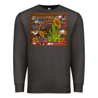 Smoke cactus and sunflowers with old wheel serape leopard cowhide background Premium Sweatshirt - Artiststas