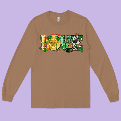 Western Love St. Patrick's Day P Long Sleeve Tee Designed By Cowgirlartshop