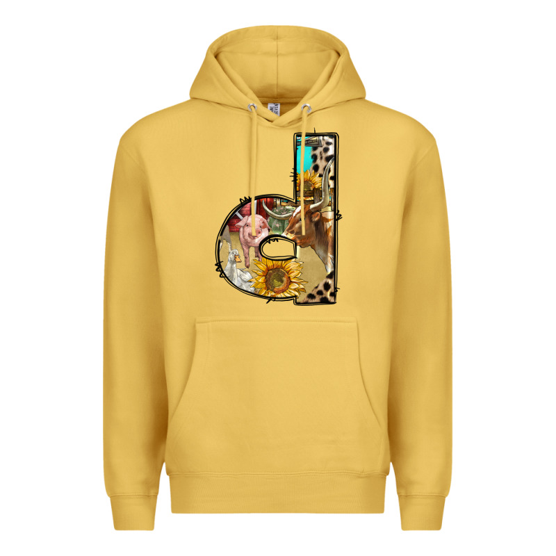 Farm Life Alphabet Lowercase Letters D Premium Hoodie by BundleAndBundleShop | Teevron