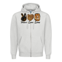Dove Grey Peace Love Lion Head Zipper Hoodie - LillyAllenDesigns