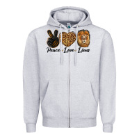 Heather Grey Peace Love Lion Head Zipper Hoodie - LillyAllenDesigns