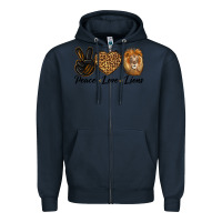 Navy Peace Love Lion Head Zipper Hoodie - LillyAllenDesigns