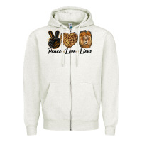 Oatmeal Heather Peace Love Lion Head Zipper Hoodie - LillyAllenDesigns