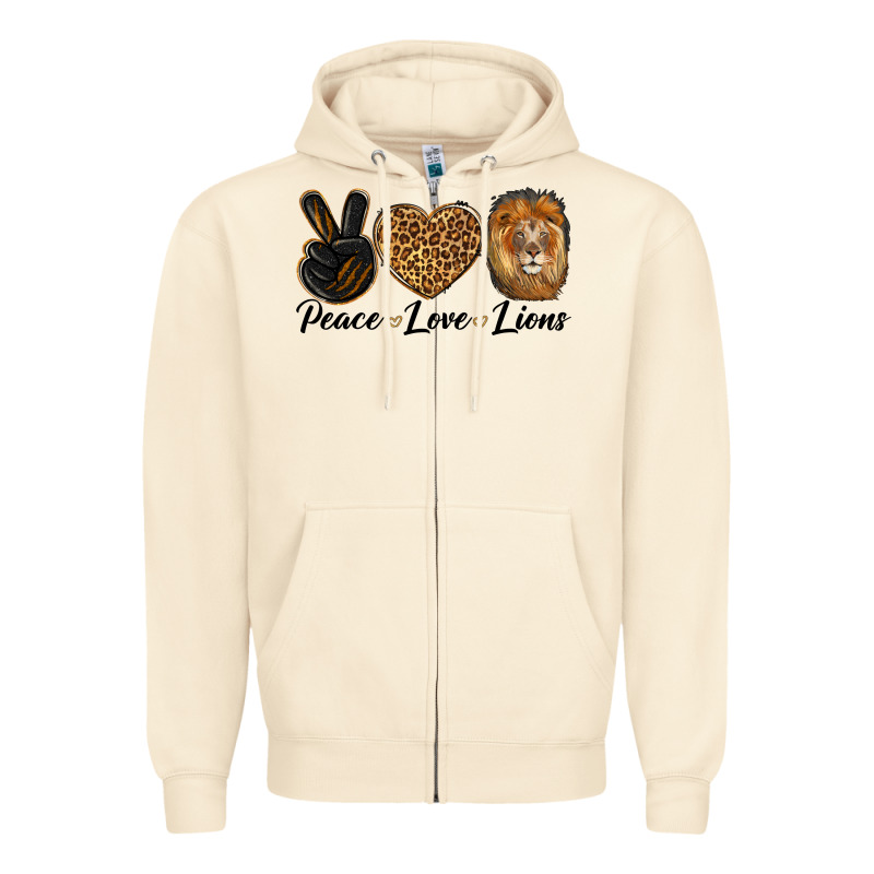 Peace Love Lion Head Zipper Hoodie by LillyAllenDesigns | Teevron