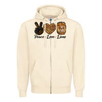 Sandshell Peace Love Lion Head Zipper Hoodie - LillyAllenDesigns