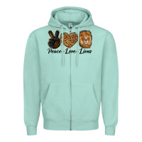 Seafoam Peace Love Lion Head Zipper Hoodie - LillyAllenDesigns