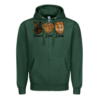 Sports Green Peace Love Lion Head Zipper Hoodie - LillyAllenDesigns