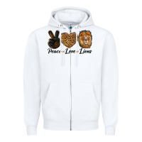 White Peace Love Lion Head Zipper Hoodie - LillyAllenDesigns