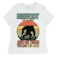 White Bigfoot is real and he tried to eat my ass Ladies Tee - Bettercallsaul