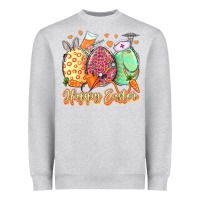 Heather Grey Happy Easter Eggs Nurse Heavyweight Sweatshirt - LillyAllenDesigns