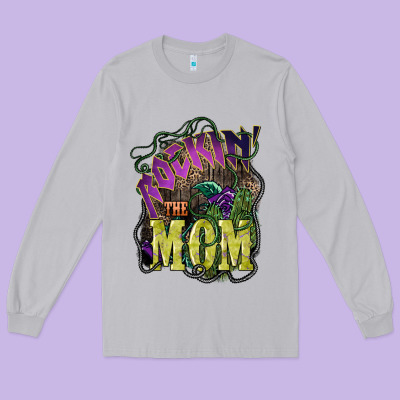 Rockin The Mom Mother's Day Long Sleeve Tee Designed By Howdyjamesfarm