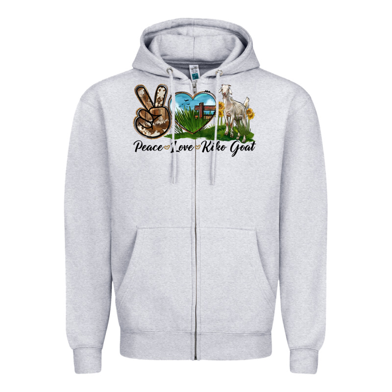 Peace Love Kiko Goat Zipper Hoodie by LillyAllenDesigns | Teevron