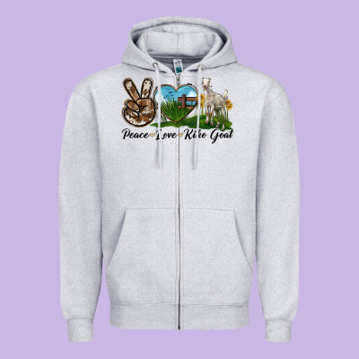 Peace Love Kiko Goat Zipper Hoodie Designed By Lillyallendesigns