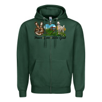 Sports Green Peace Love Kiko Goat Zipper Hoodie - LillyAllenDesigns