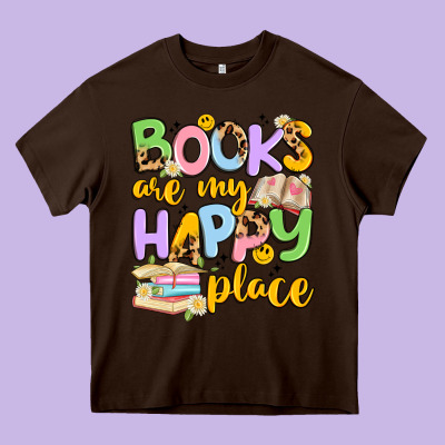 Books Are My Happy Place Heavy Core Tee Designed By Artiststas