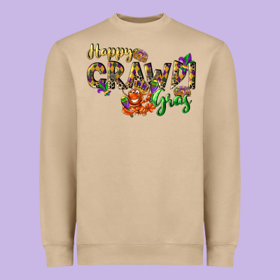 Happy Crawdi Gras Heavyweight Sweatshirt Designed By Lillyallendesigns