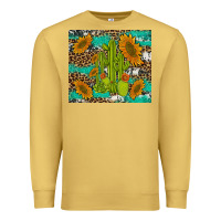 Antique Gold cactus and sunflowers turquoise leopard cowhide Premium Sweatshirt - Artiststas
