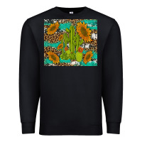 Black cactus and sunflowers turquoise leopard cowhide Premium Sweatshirt - Artiststas