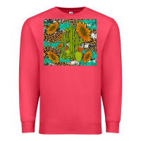 Cardinal cactus and sunflowers turquoise leopard cowhide Premium Sweatshirt - Artiststas