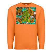Carrot cactus and sunflowers turquoise leopard cowhide Premium Sweatshirt - Artiststas