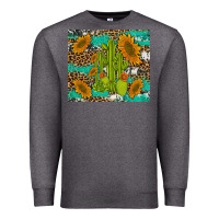 Charcoal Heather cactus and sunflowers turquoise leopard cowhide Premium Sweatshirt - Artiststas