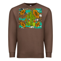 Chestnut cactus and sunflowers turquoise leopard cowhide Premium Sweatshirt - Artiststas