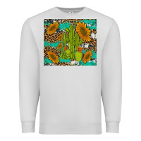Dove Grey cactus and sunflowers turquoise leopard cowhide Premium Sweatshirt - Artiststas