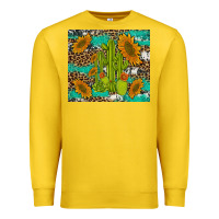 Lemon cactus and sunflowers turquoise leopard cowhide Premium Sweatshirt - Artiststas