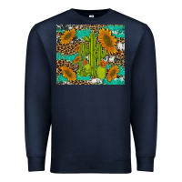 Navy cactus and sunflowers turquoise leopard cowhide Premium Sweatshirt - Artiststas