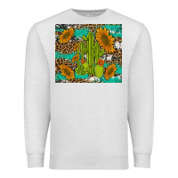 Oatmeal Heather cactus and sunflowers turquoise leopard cowhide Premium Sweatshirt - Artiststas